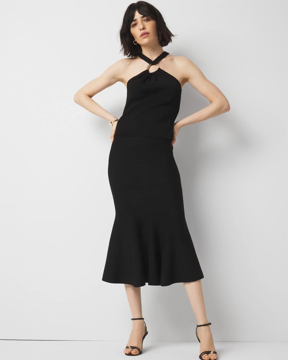 Tower Jacquard High-Low Midi Trumpet Skirt main image 1